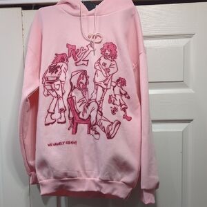 Pink Graphic Hoodie Sweater